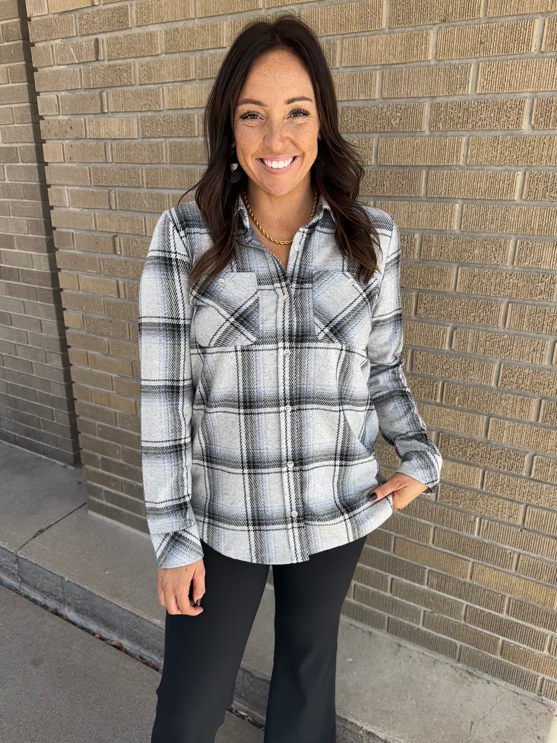 Lewis Top - Black Grey Plaid