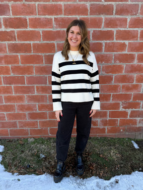 Soft Stripe Sweater - White & Black