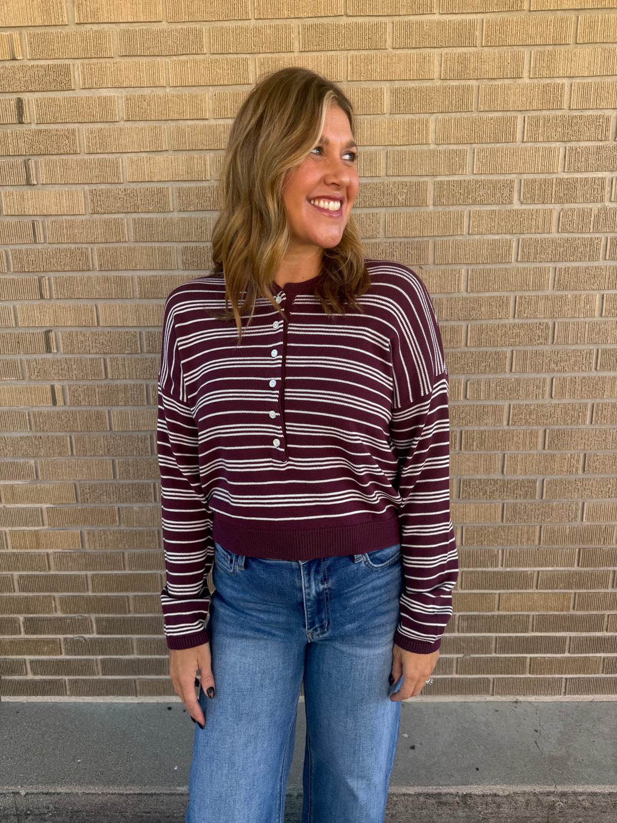 Merlot Stripe Henley