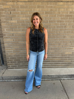 Acid Wash Corduroy Top