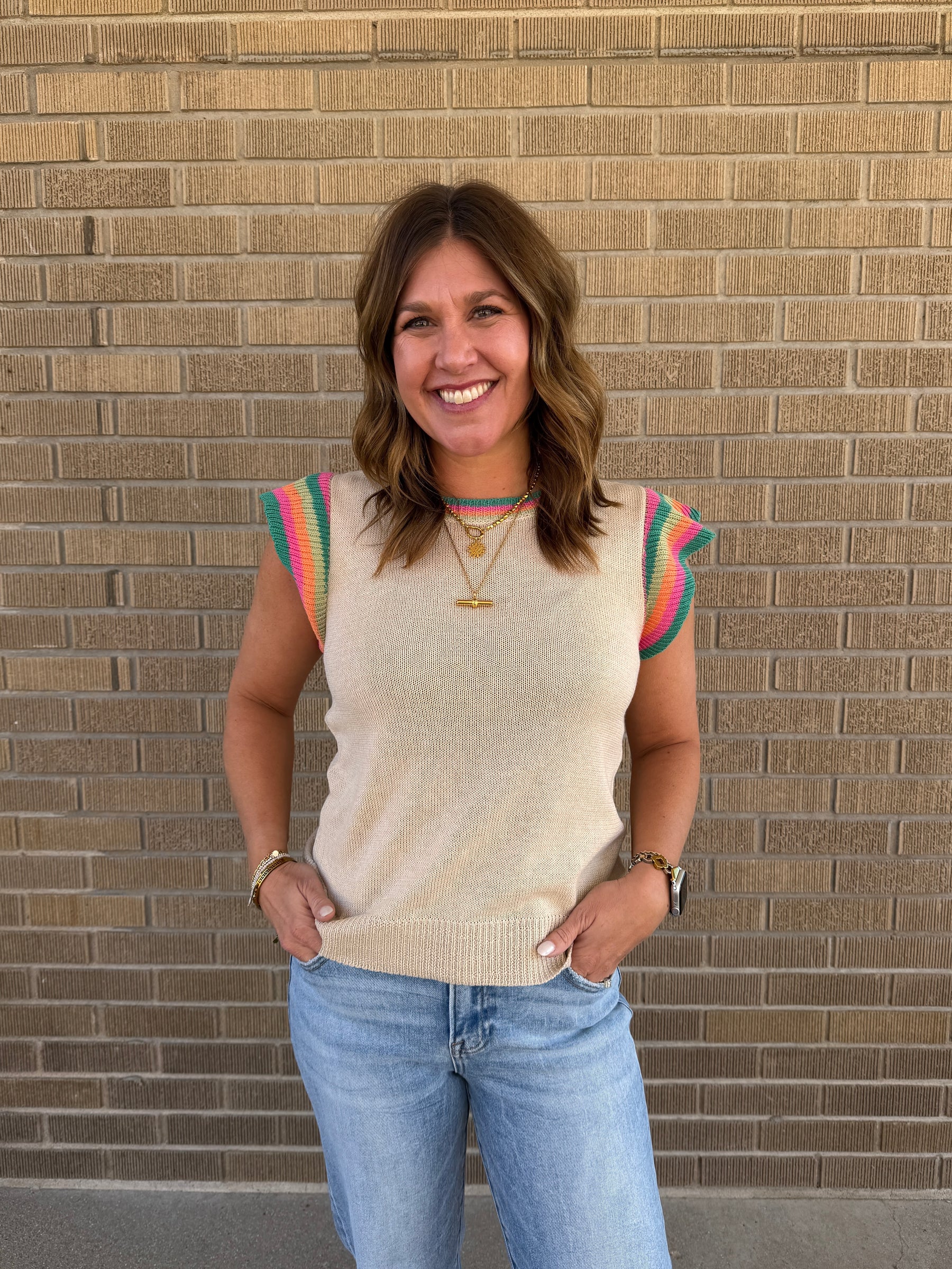 Colorful Accents Sweater Top