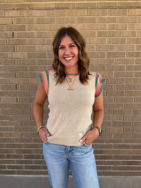 Colorful Accents Sweater Top