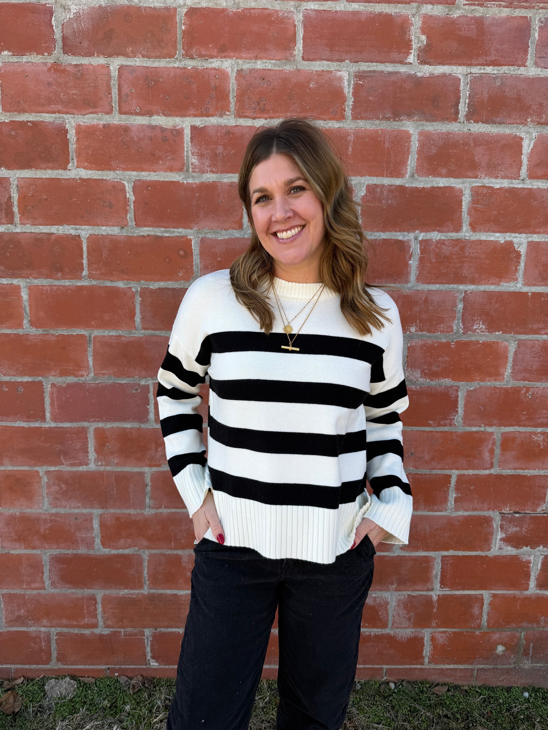 Soft Stripe Sweater - White & Black