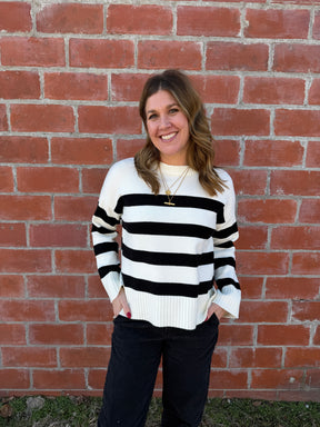Soft Stripe Sweater - White & Black