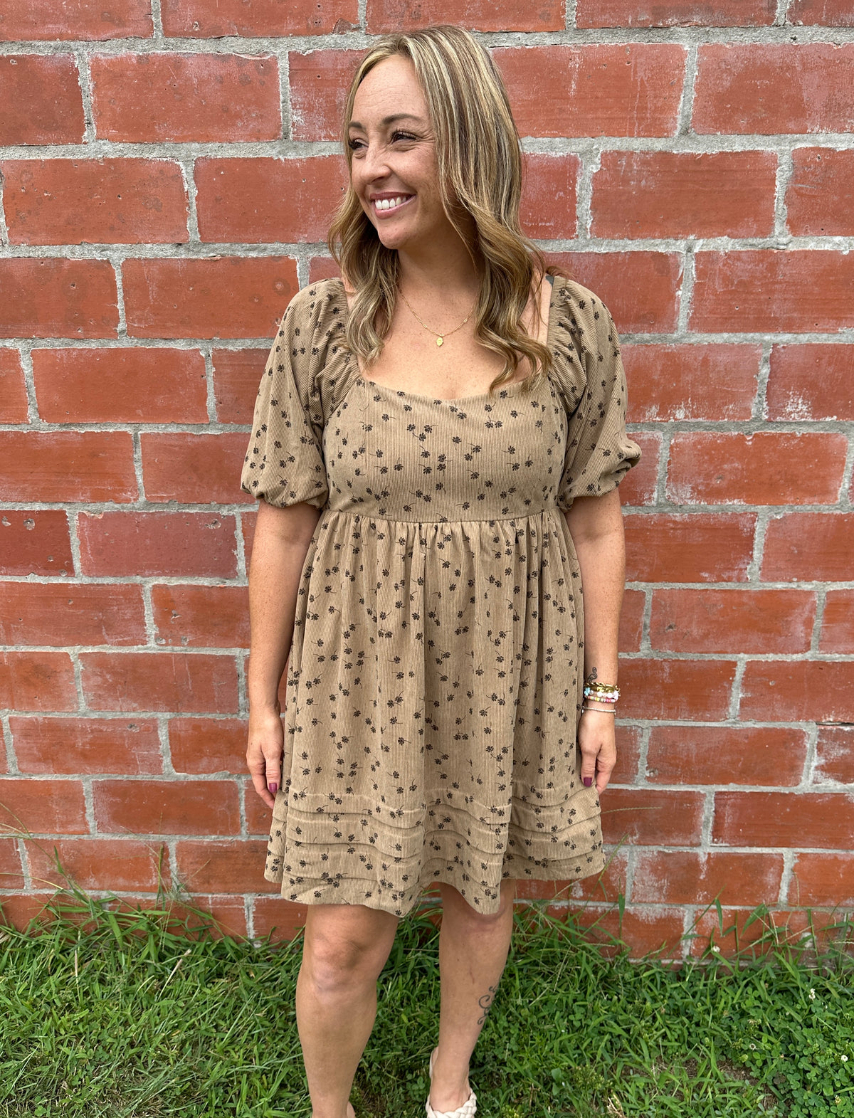 Floral Corduroy Mini Dress