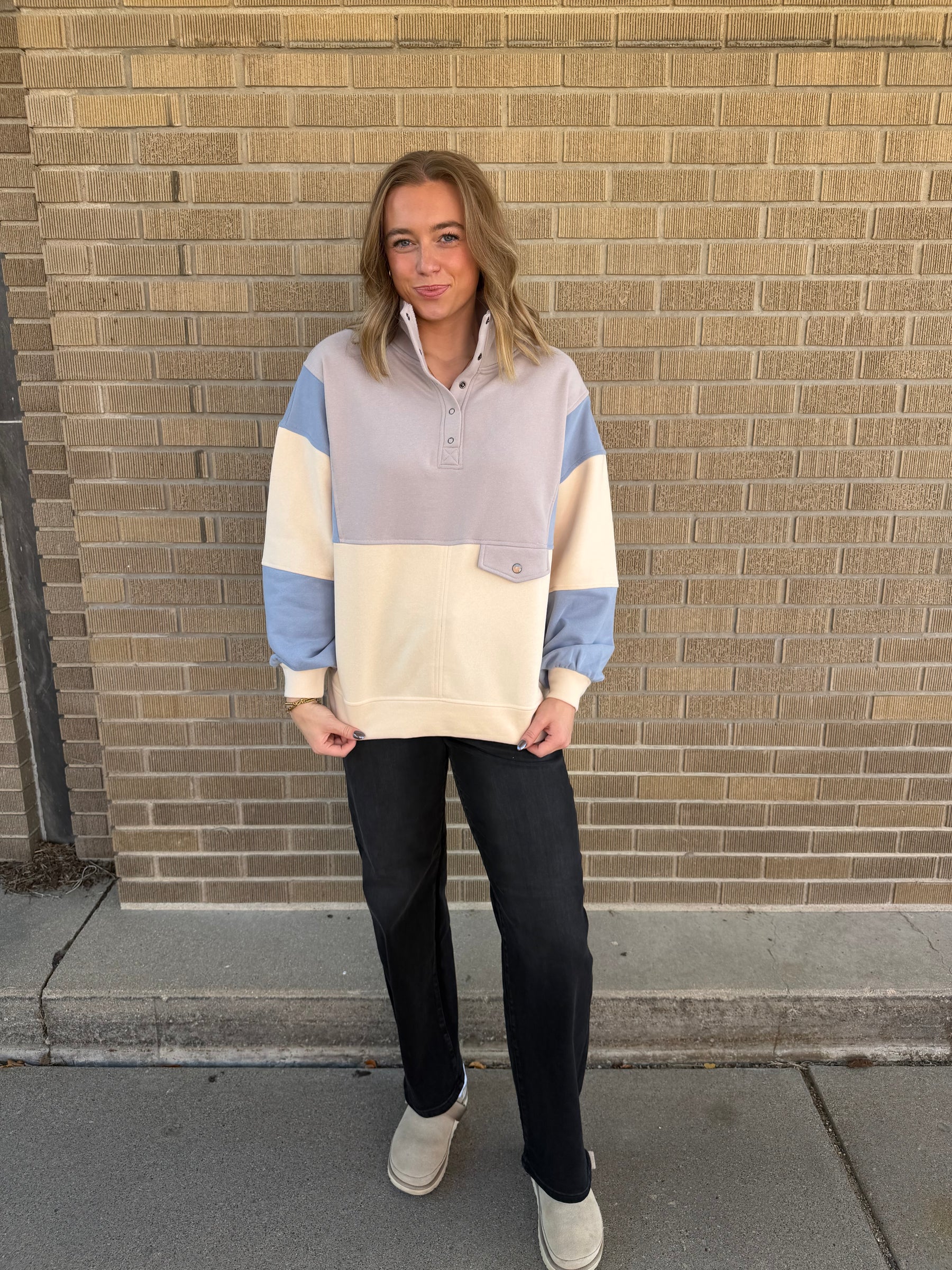 Gray Colorblock Pullover