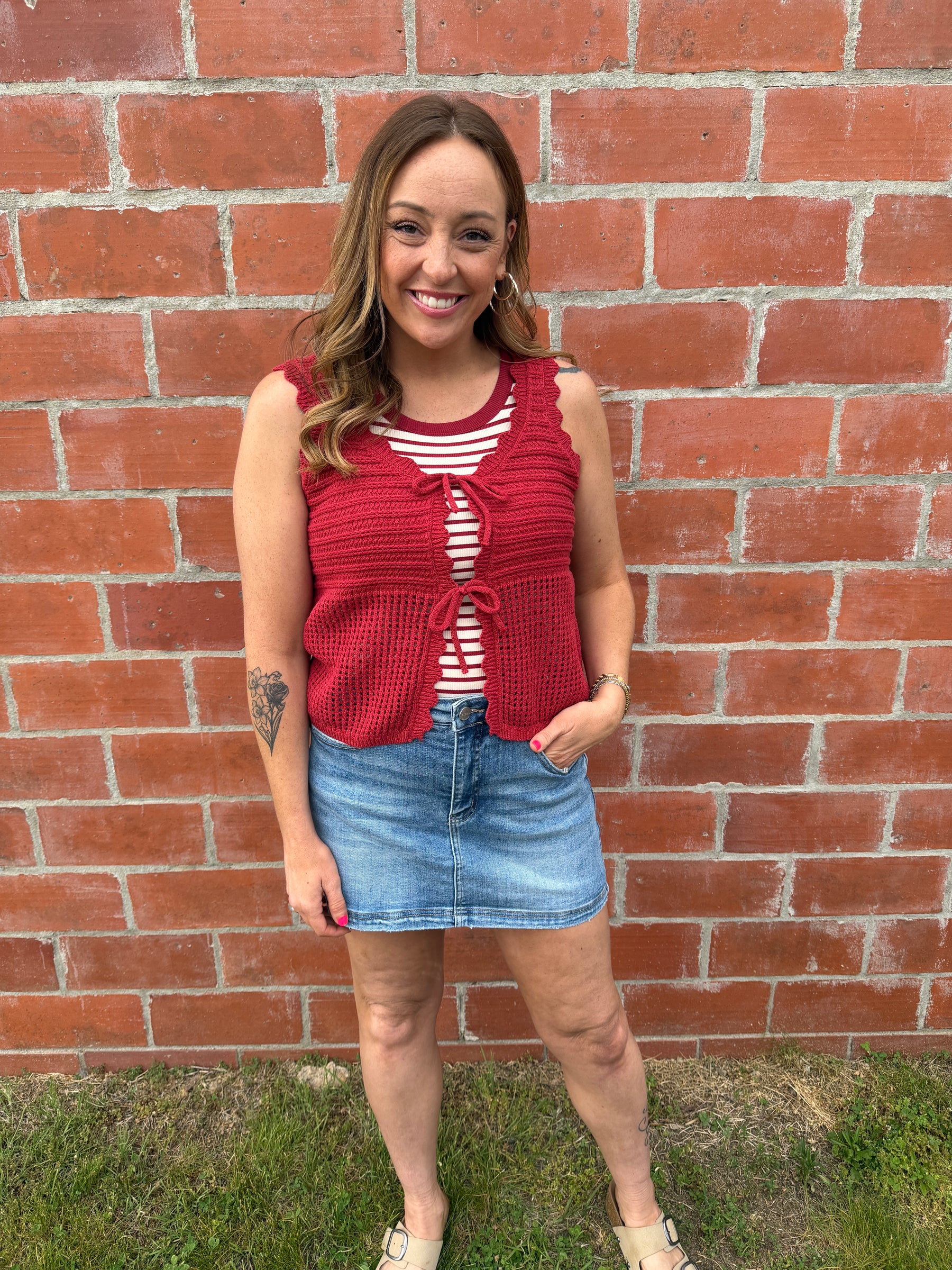 Dark Red Crochet Tank