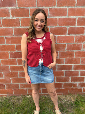 Dark Red Crochet Tank