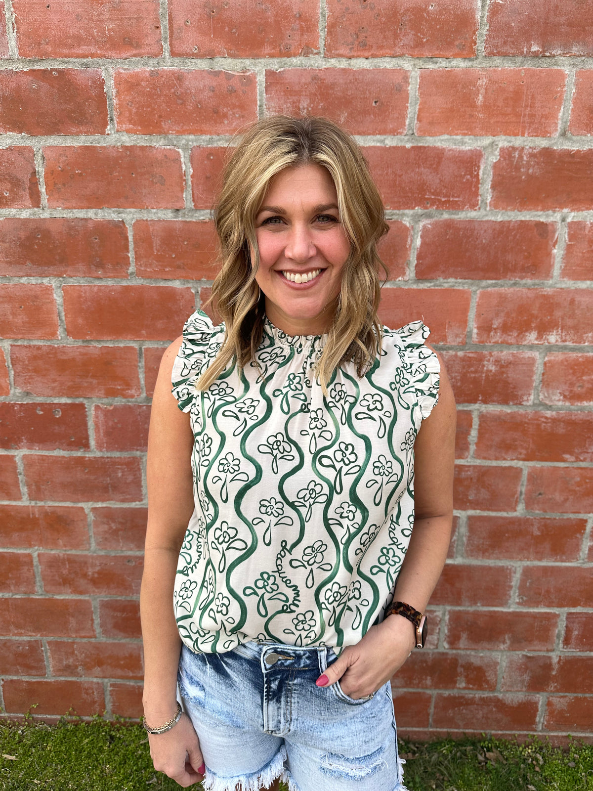 Evergreen Floral Top