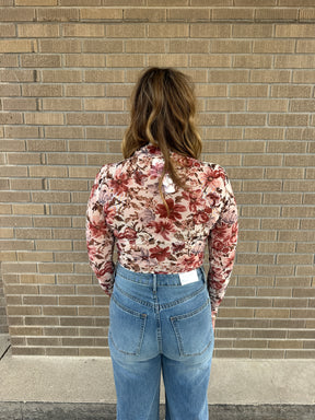 Floral Mesh Top - Cream