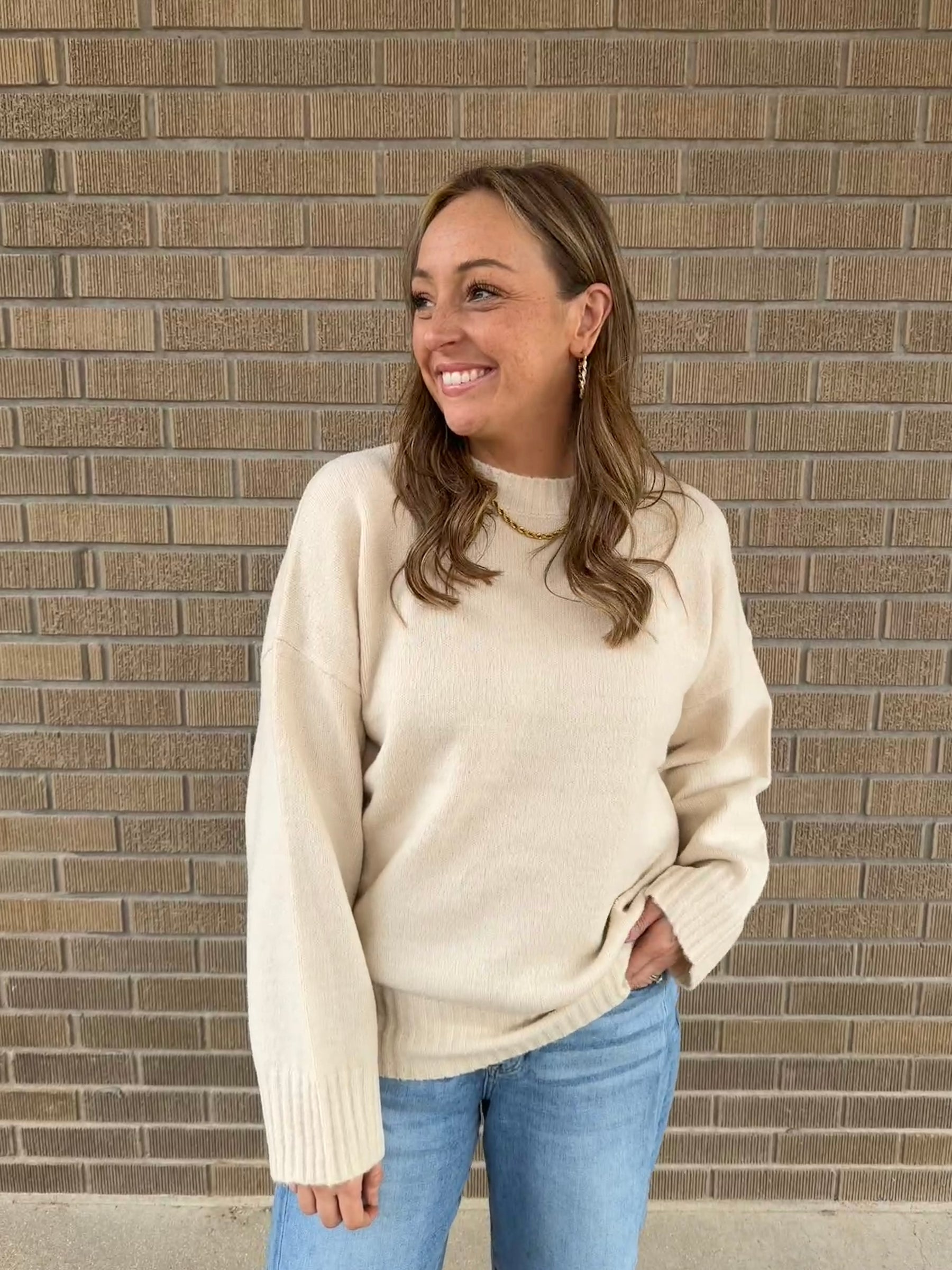 Oversized Crew Sweater - Cream