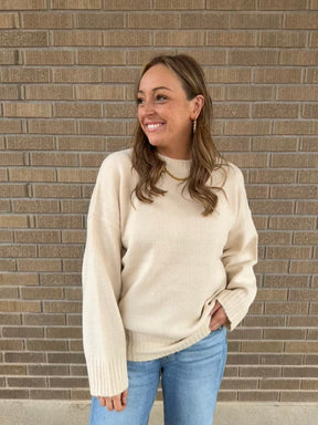 Oversized Crew Sweater - Cream