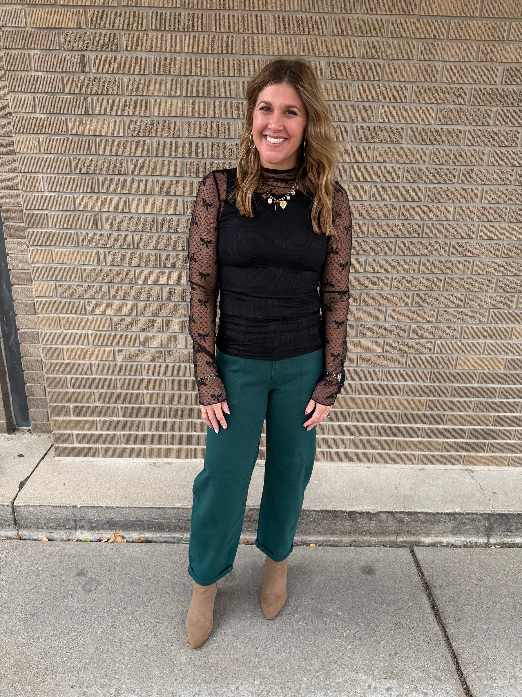 Black Bows Lace Layering Top