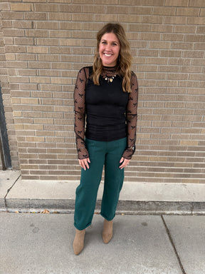 Black Bows Lace Layering Top