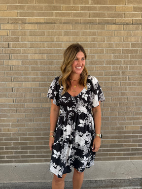 Black and White Floral Dress