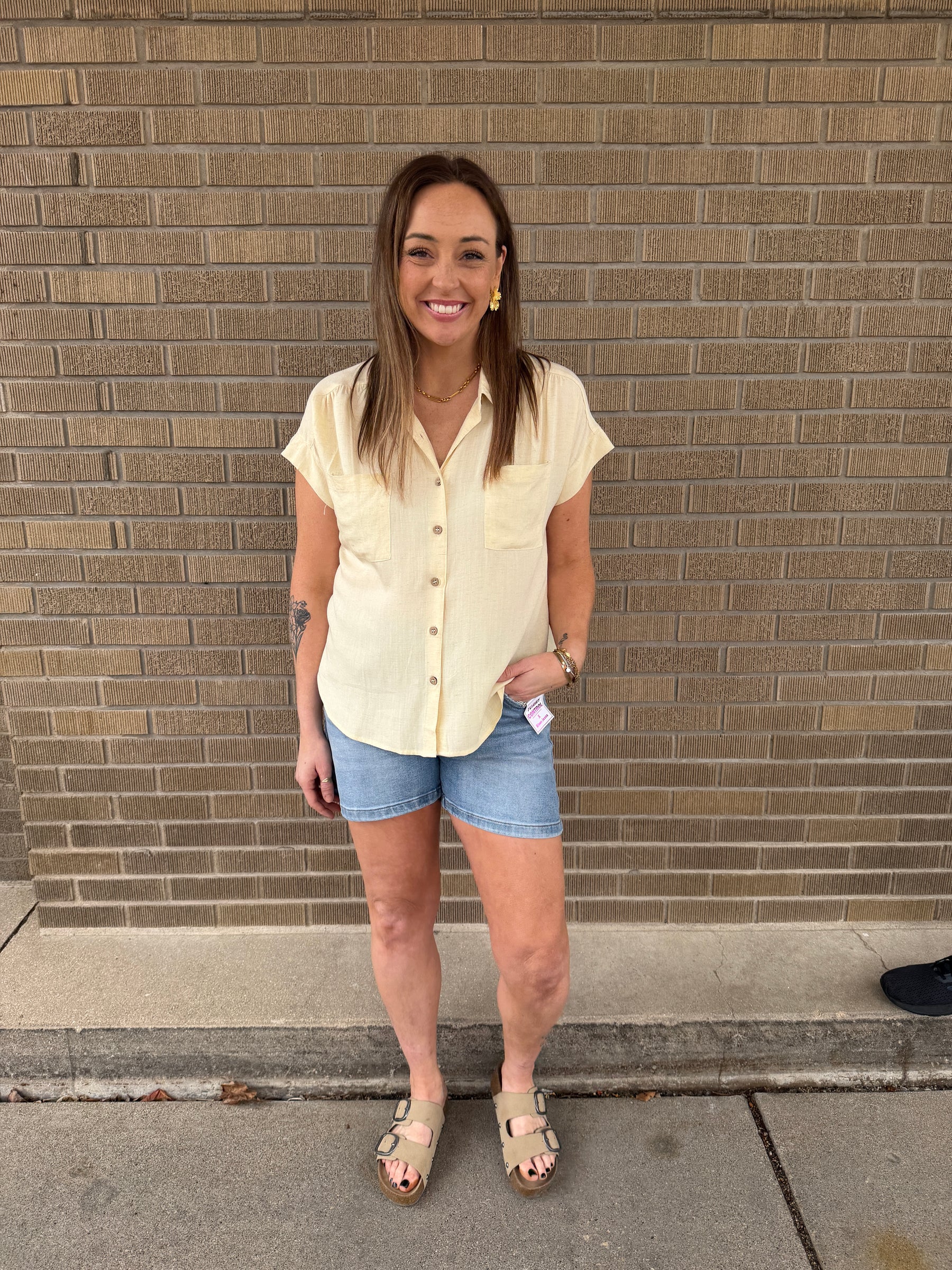 Butter Yellow Button Up