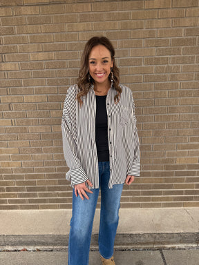Oversized Stripe Button Up