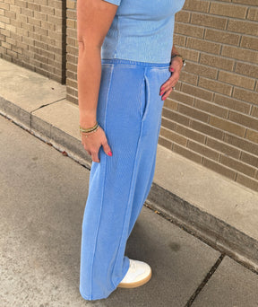 On The Go Wide Leg Pants - Blue