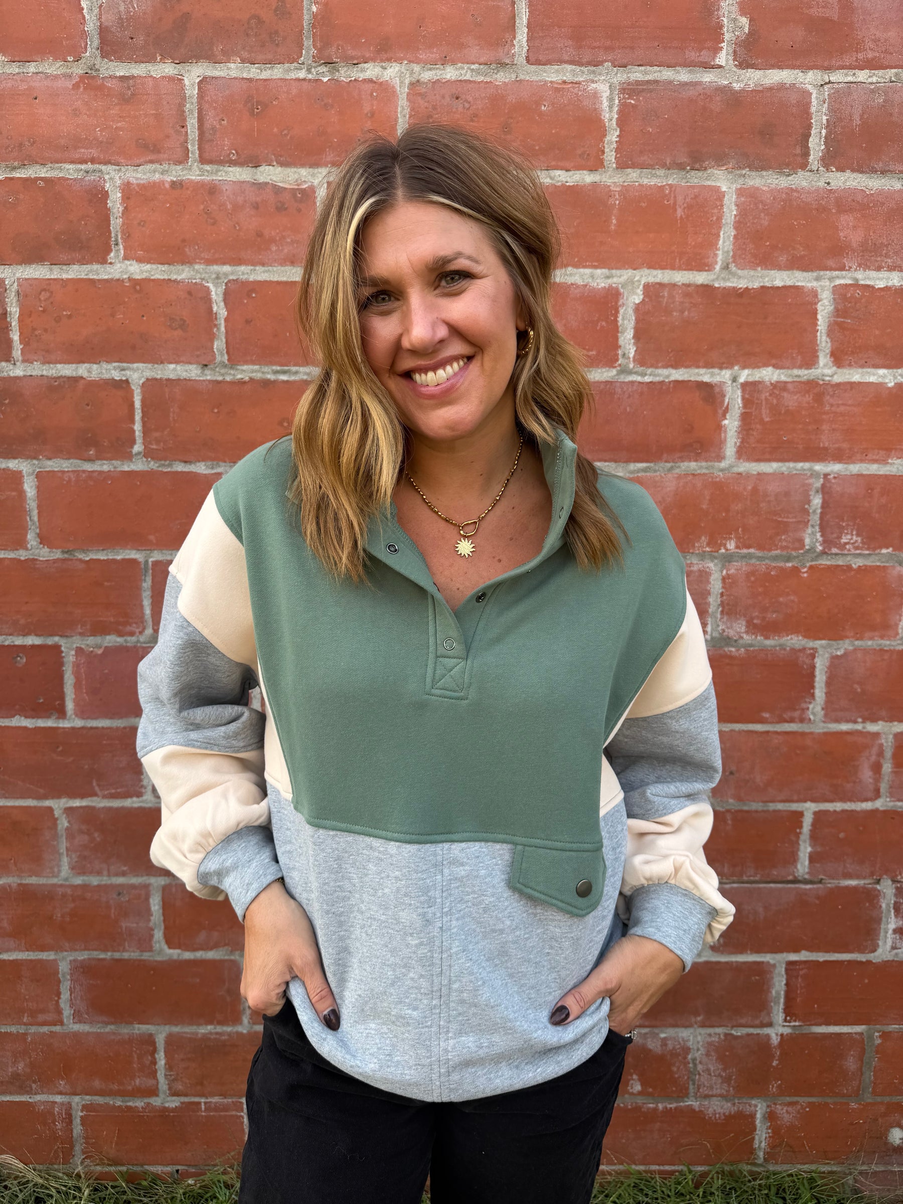 Sage Colorblock Pullover