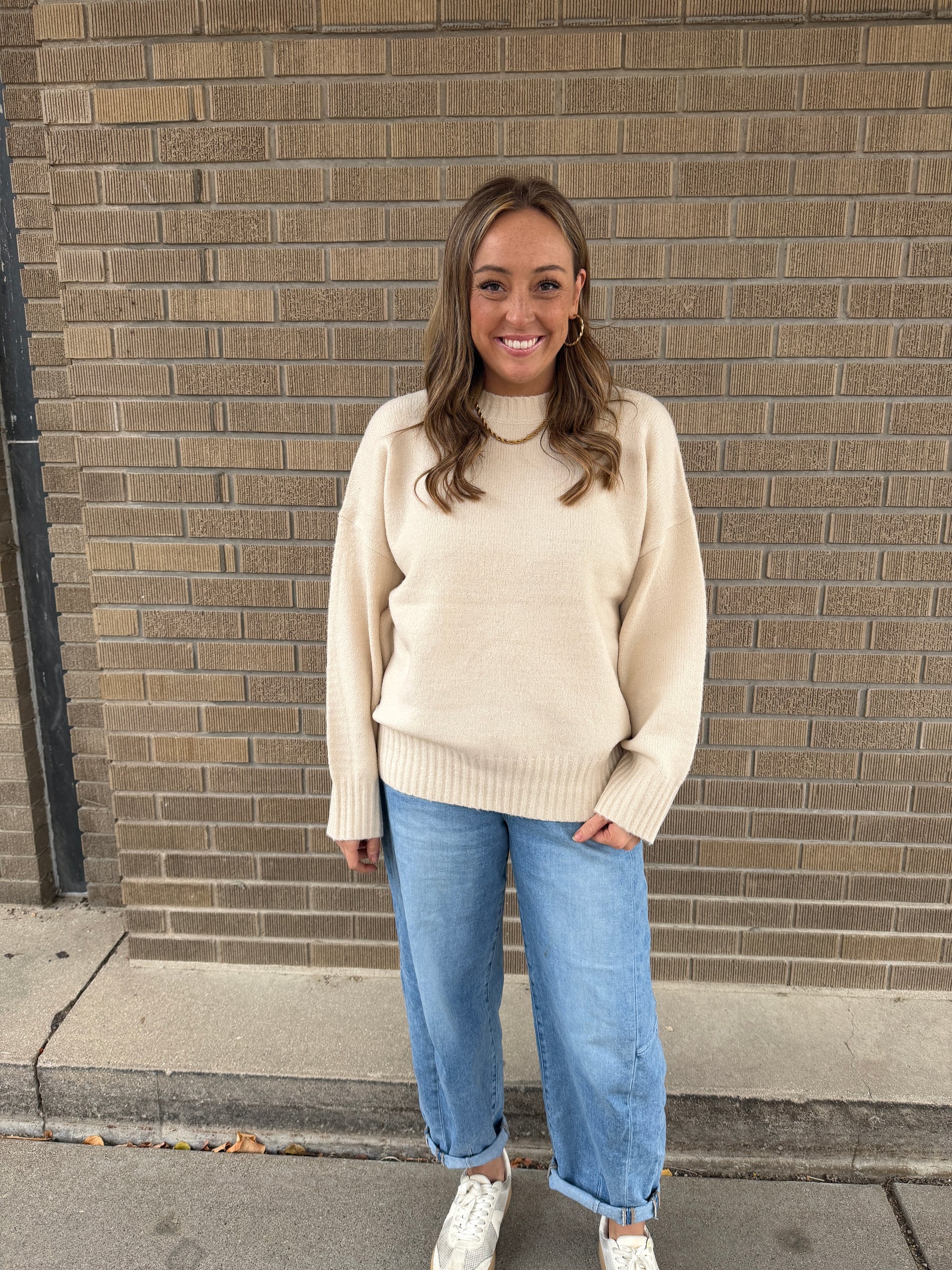 Oversized Crew Sweater - Cream