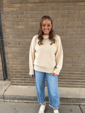 Oversized Crew Sweater - Cream