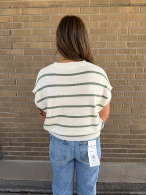 Sage Green Stripe Sweater Top