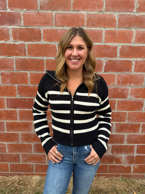 Stripe Zip Up Sweater