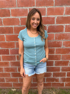Adina Top - Aqua Steel