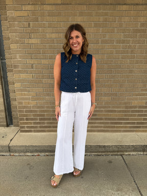 Polka Dot Denim Vest