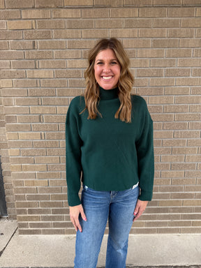 Deep Green Mock Neck Sweater