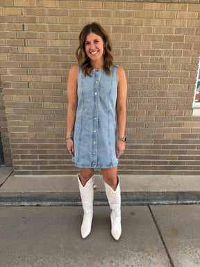 Sleeveless Button Up Denim Dress