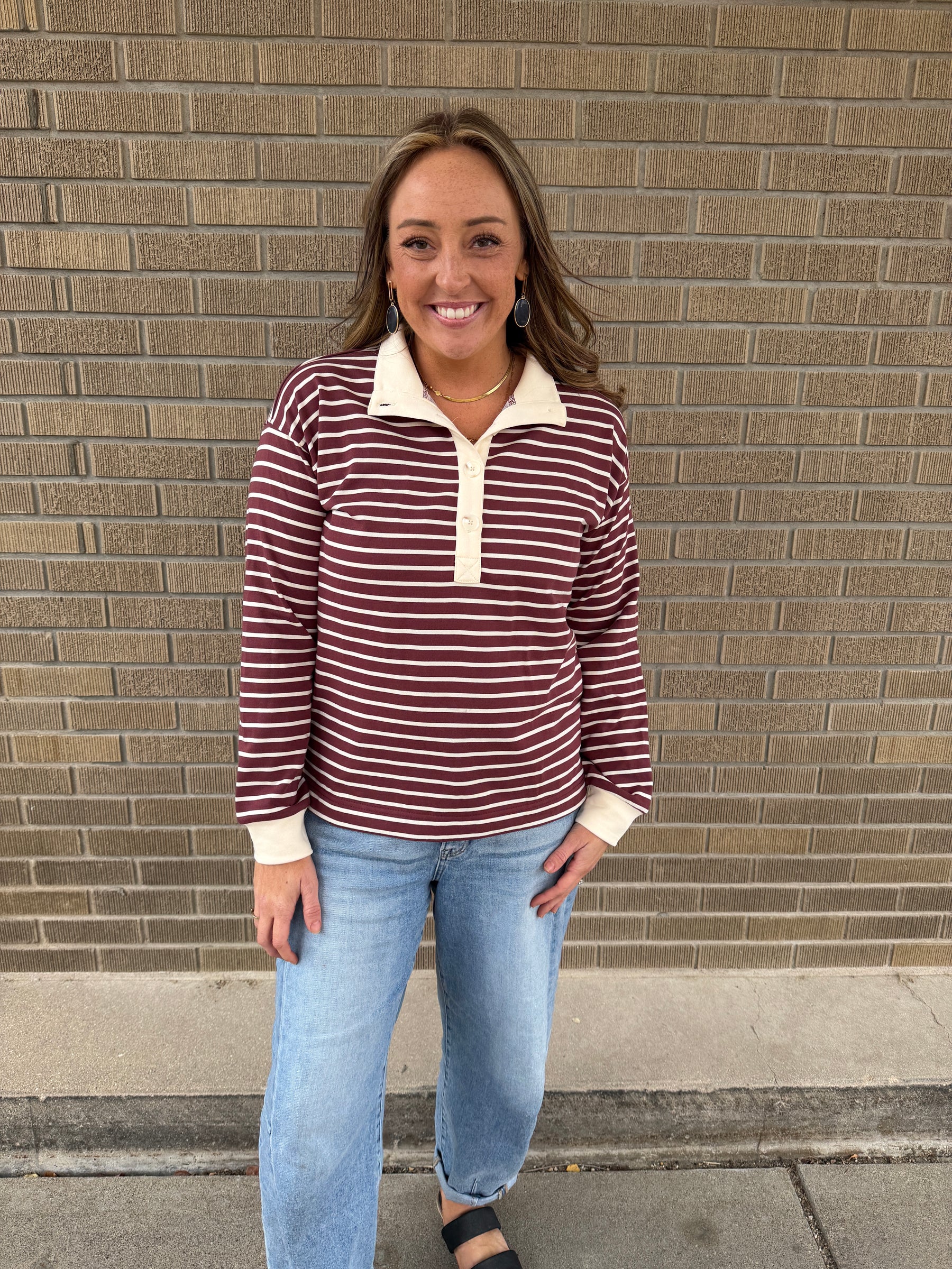 Maroon Stripe Top