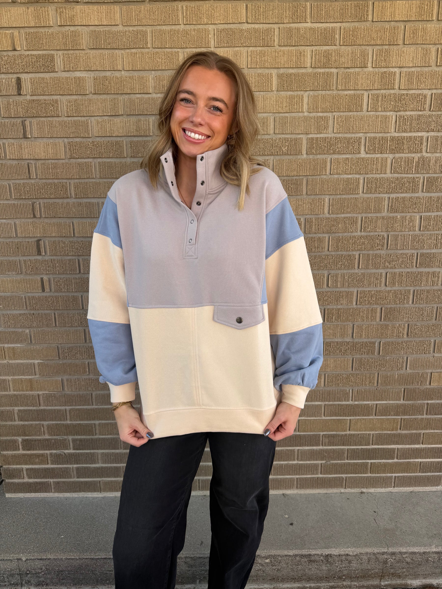 Gray Colorblock Pullover