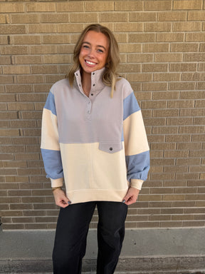 Gray Colorblock Pullover