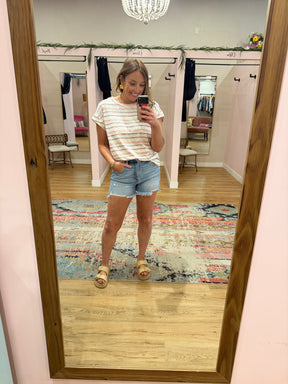 Pink Stripe Oversized Crew Top