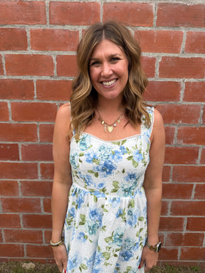 Blue Floral Midi Dress