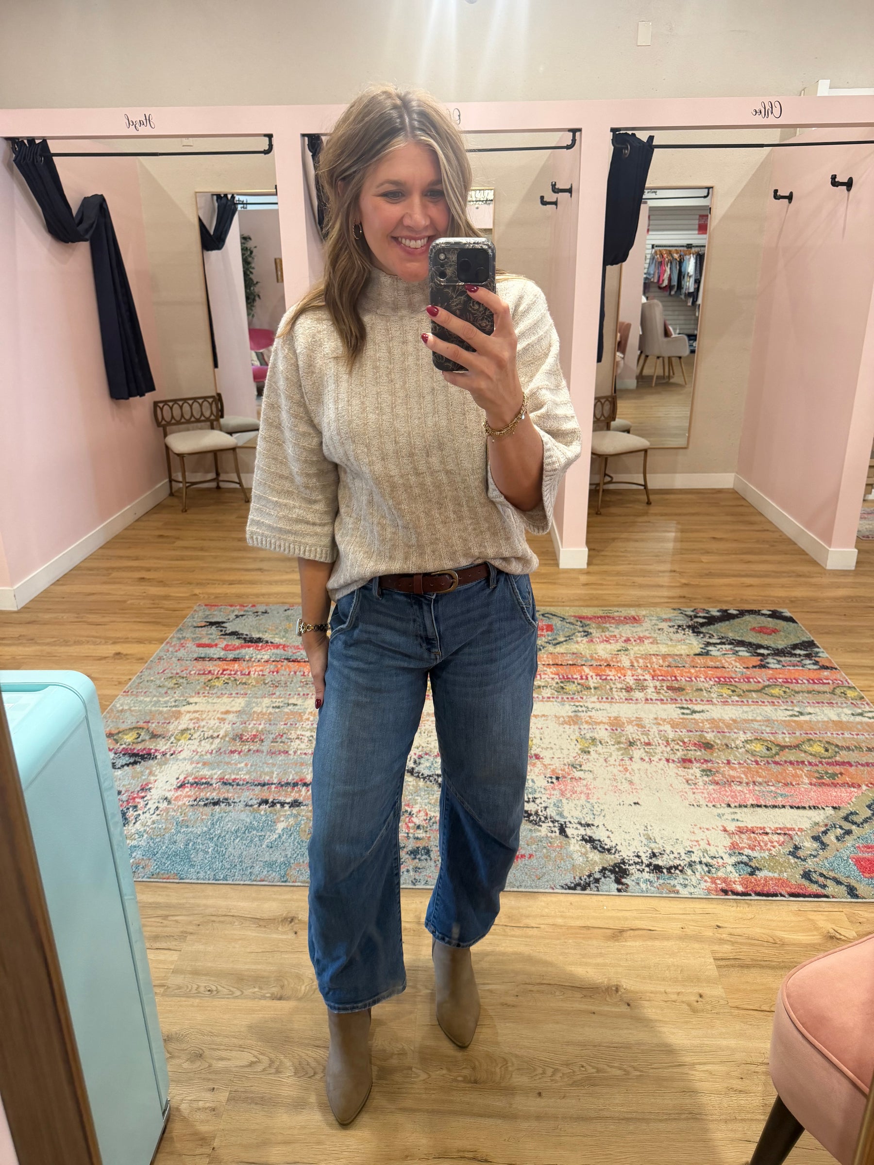 Cable Knit Short Sleeve Sweater