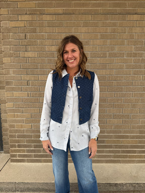 Polka Dot Denim Vest