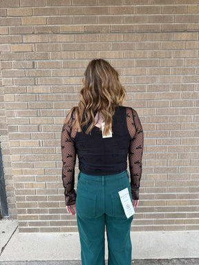 Black Bows Lace Layering Top