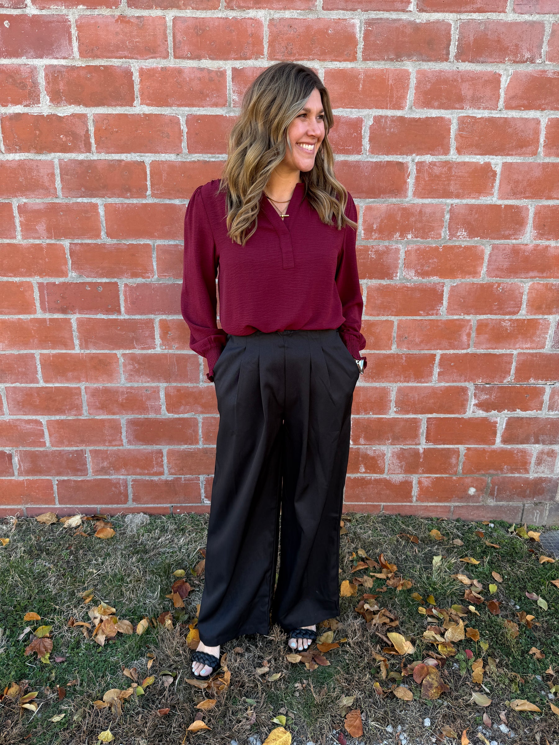 Wide Leg Black Dress Pants