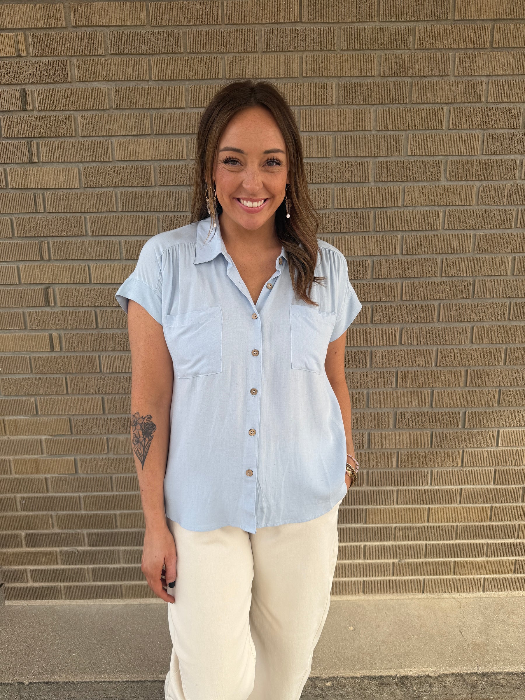 Baby Blue Button Up