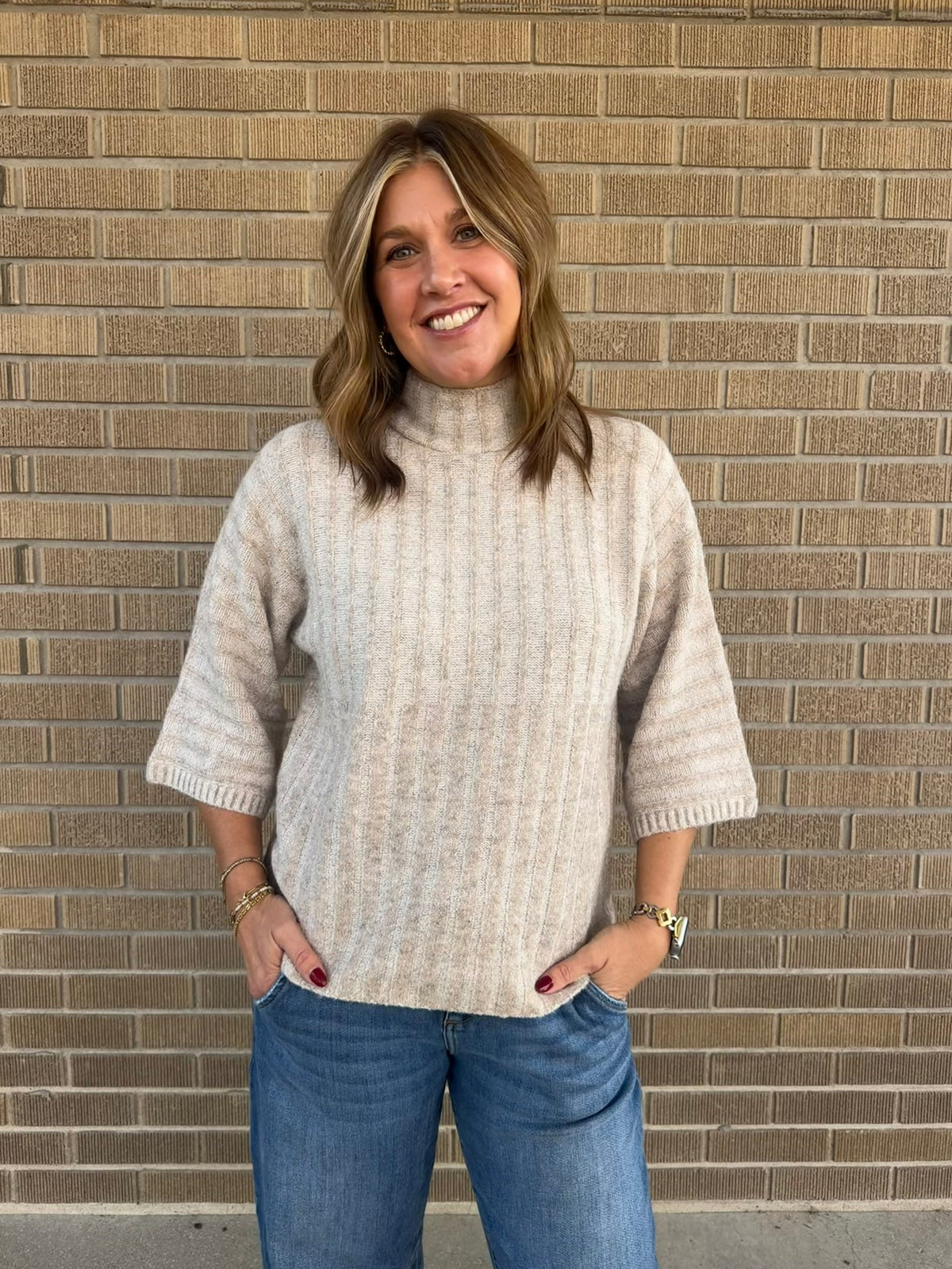 Cable Knit Short Sleeve Sweater