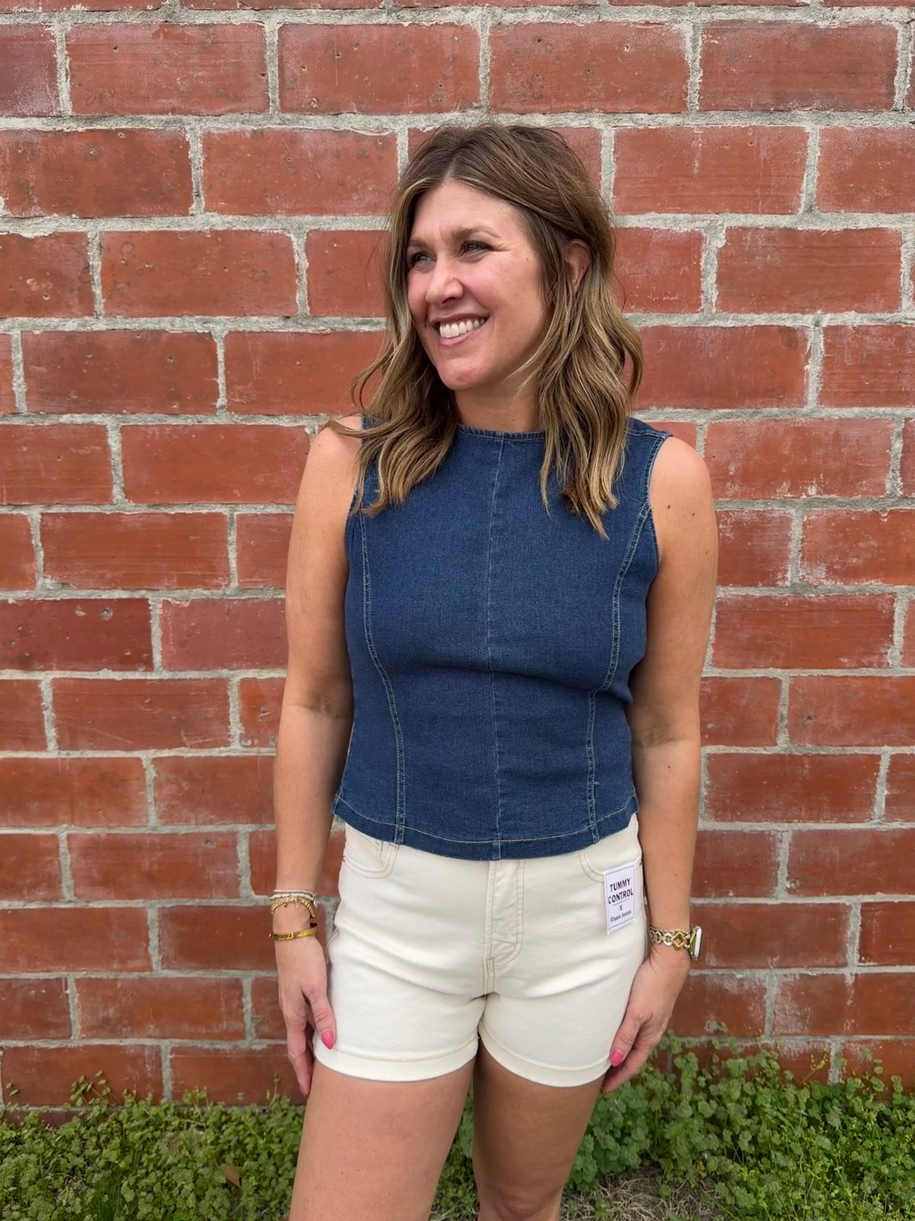 Dark Denim Tie Back Tank