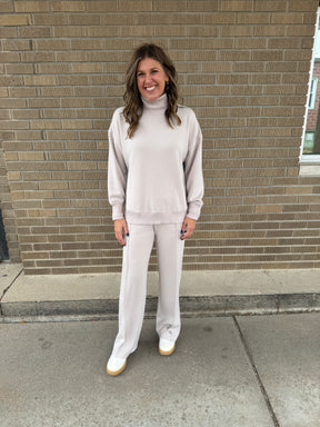 Modal Straight Leg Pants - Mocha Cream