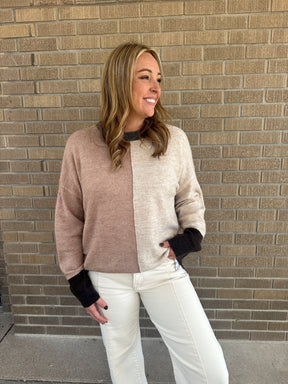 Neutral Girly Colorblock Sweater
