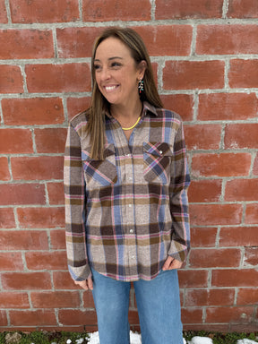 Cassian Top - Sand Brown Plaid