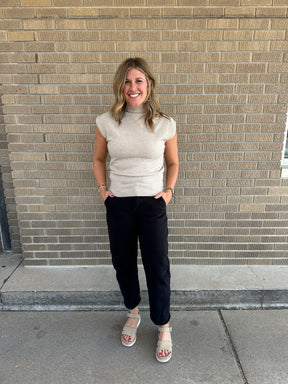 Mock Neck Taupe Sweater