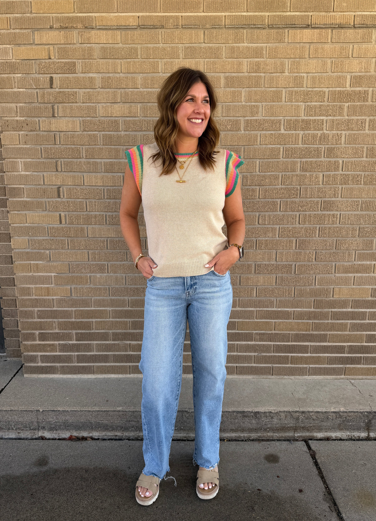 Colorful Accents Sweater Top