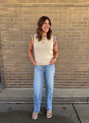 Colorful Accents Sweater Top