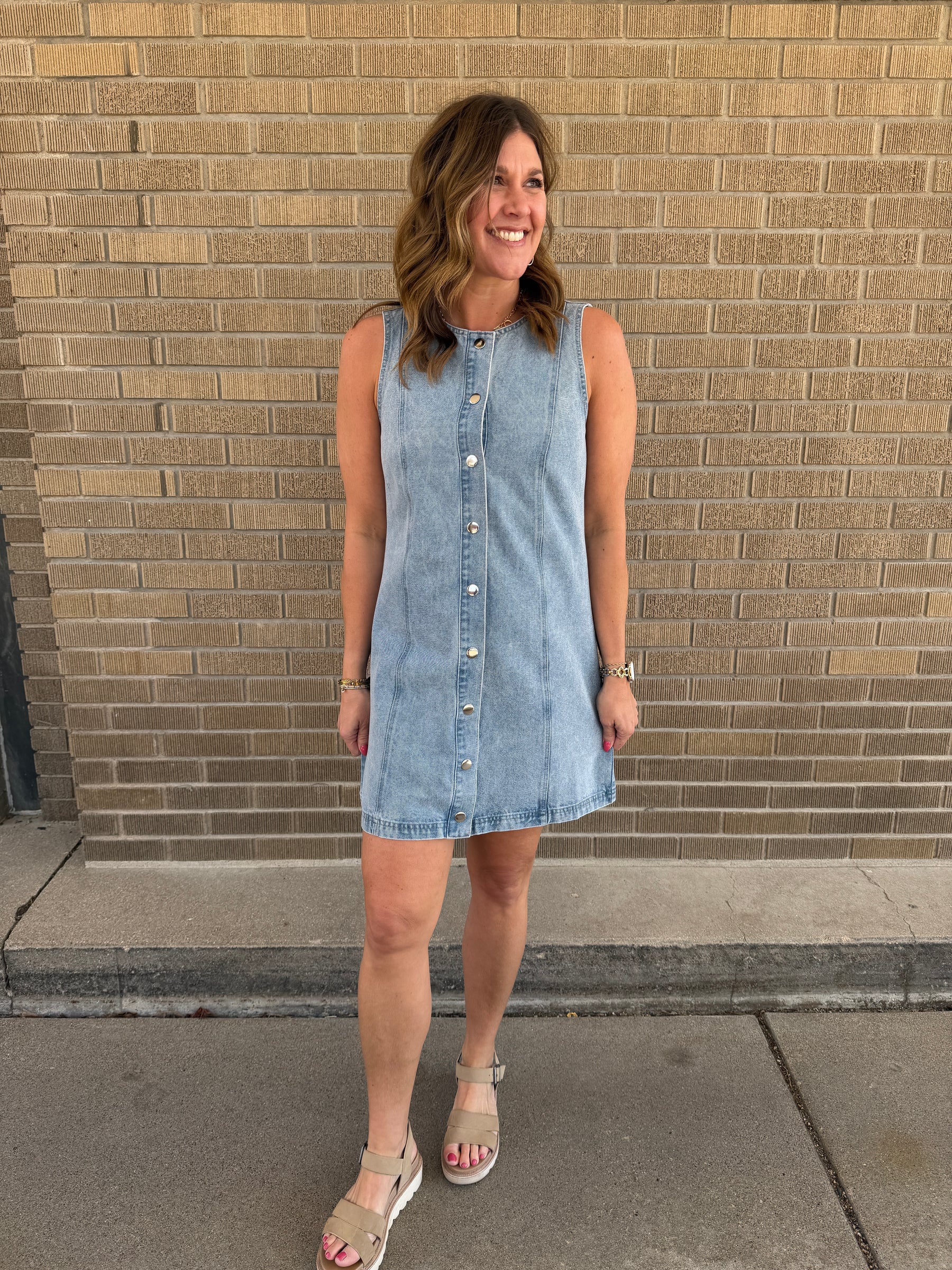 Sleeveless Button Up Denim Dress